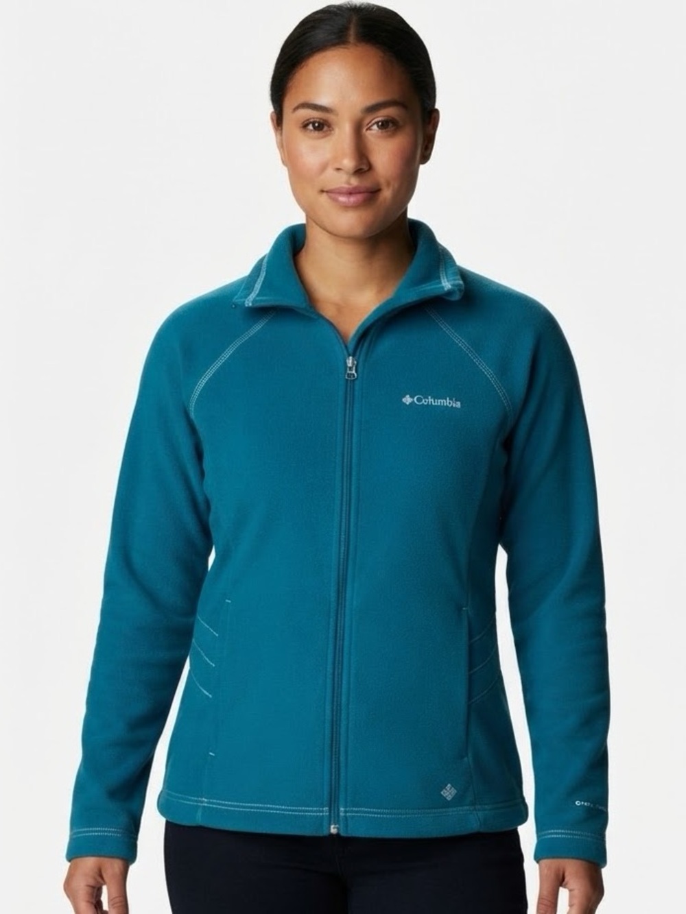 Columbia Sportswear Omni-Shield teal blue fleece jacket size Small